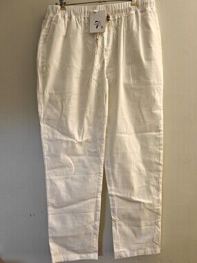 Sir 7 Lightweight White Men’s Cotton/Linen Blend Drawstring Pants